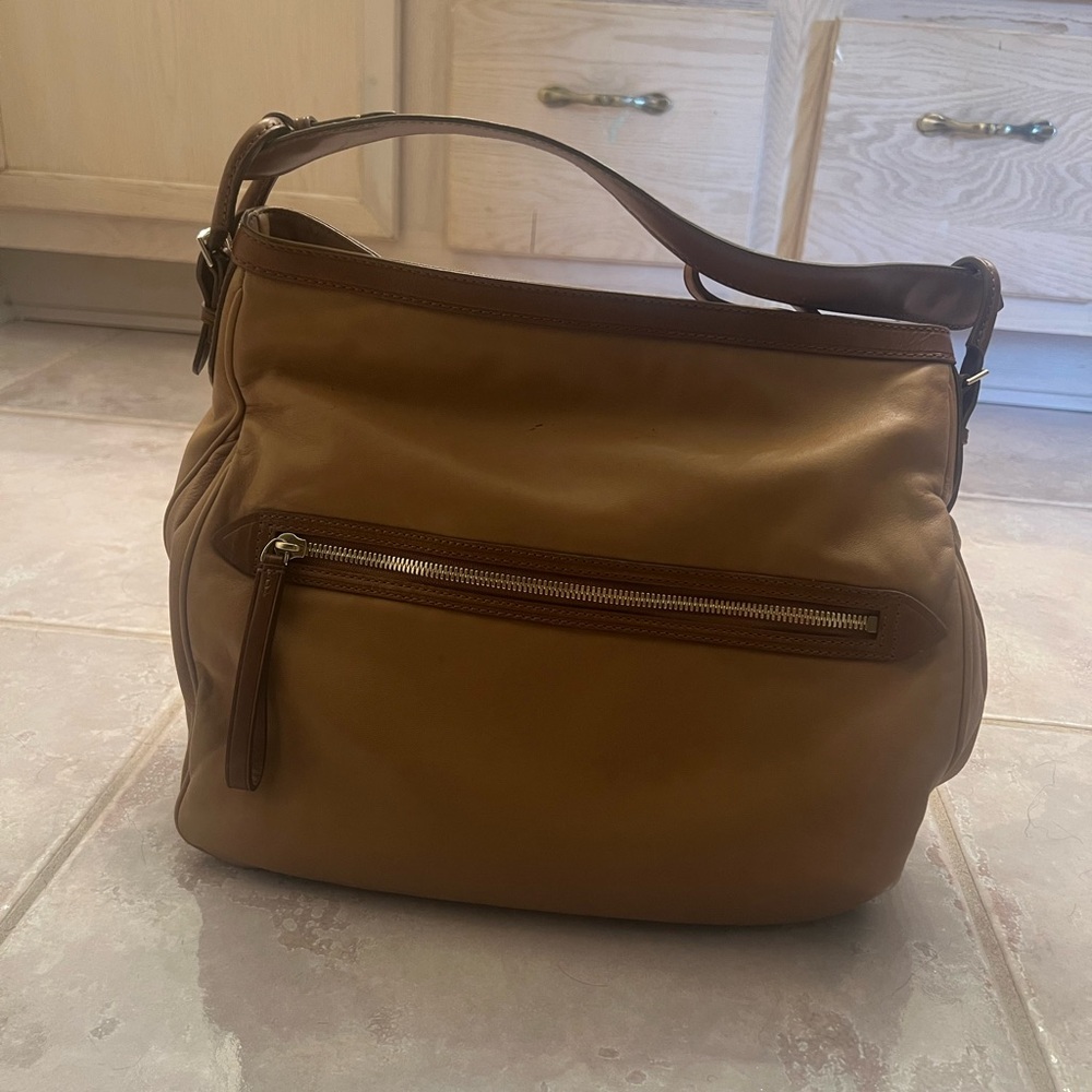 Tumi Tan Leather Shoulder Bag - Picture 4 of 4